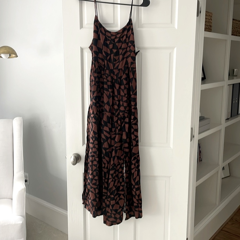 Chic Black and Brown Geometric Maxi Dress